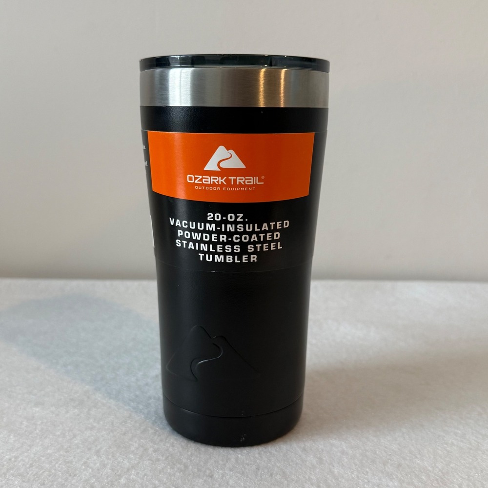 Ozark Trail 20 oz Vacuum Insulated Stainless Steel Tumbler Black w Lid‎